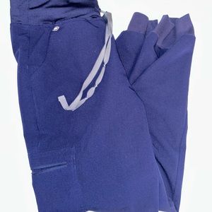 FIGS Navy Blue High Waisted Zamora Jogger Scrub Pants, Size Medium Petite